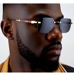 Classy Elegant Modern Retro Hip Hop Dark Black Lens SUNGLASSES Gold Frame Lentes